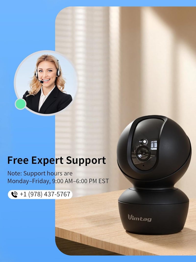 Vimtag 5G 4MP Indoor Cameras for Home Security, Pet Camera Indoor with Phone App, Dog Cam, Human Detection, 2-Way Audio, 360 Motion Tracking, IR Night Vision, Compatible with Alexa - Image 3